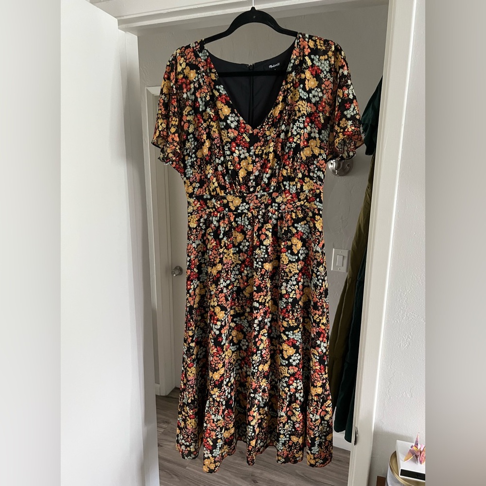 Madewell Floral V-Neck Dress
